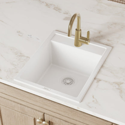 15-3/4" Top Mount Quartz Composite Bar/Prep Sink In White