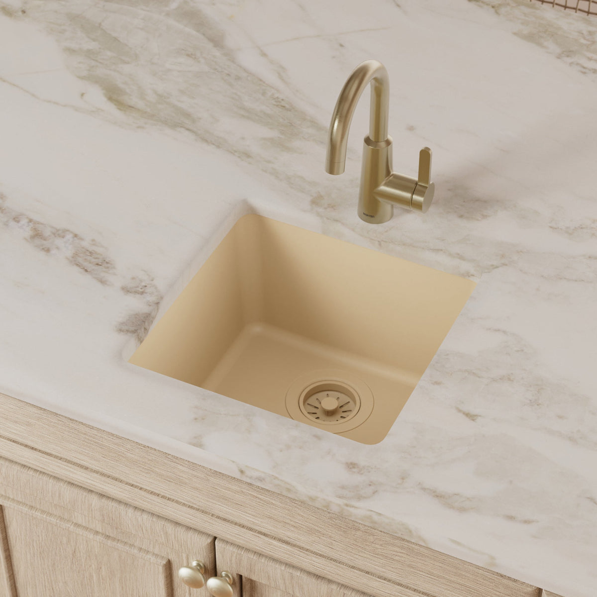 16-5/8" Undermount Quartz Composite Bar/Prep Sink In Bisque