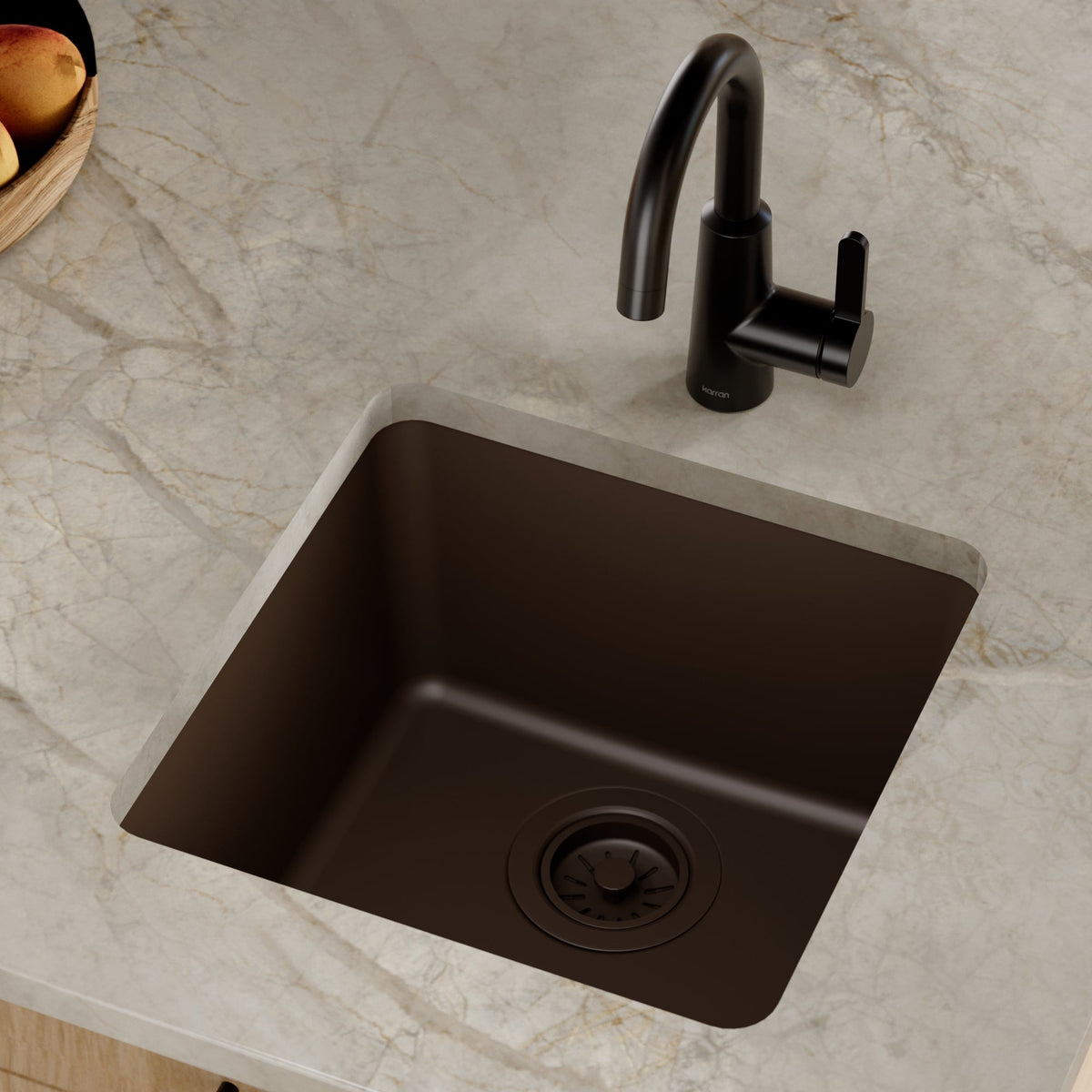 16-5/8" Undermount Quartz Composite Bar/Prep Sink In Brown