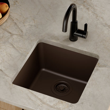 16-5/8" Undermount Quartz Composite Bar/Prep Sink In Brown