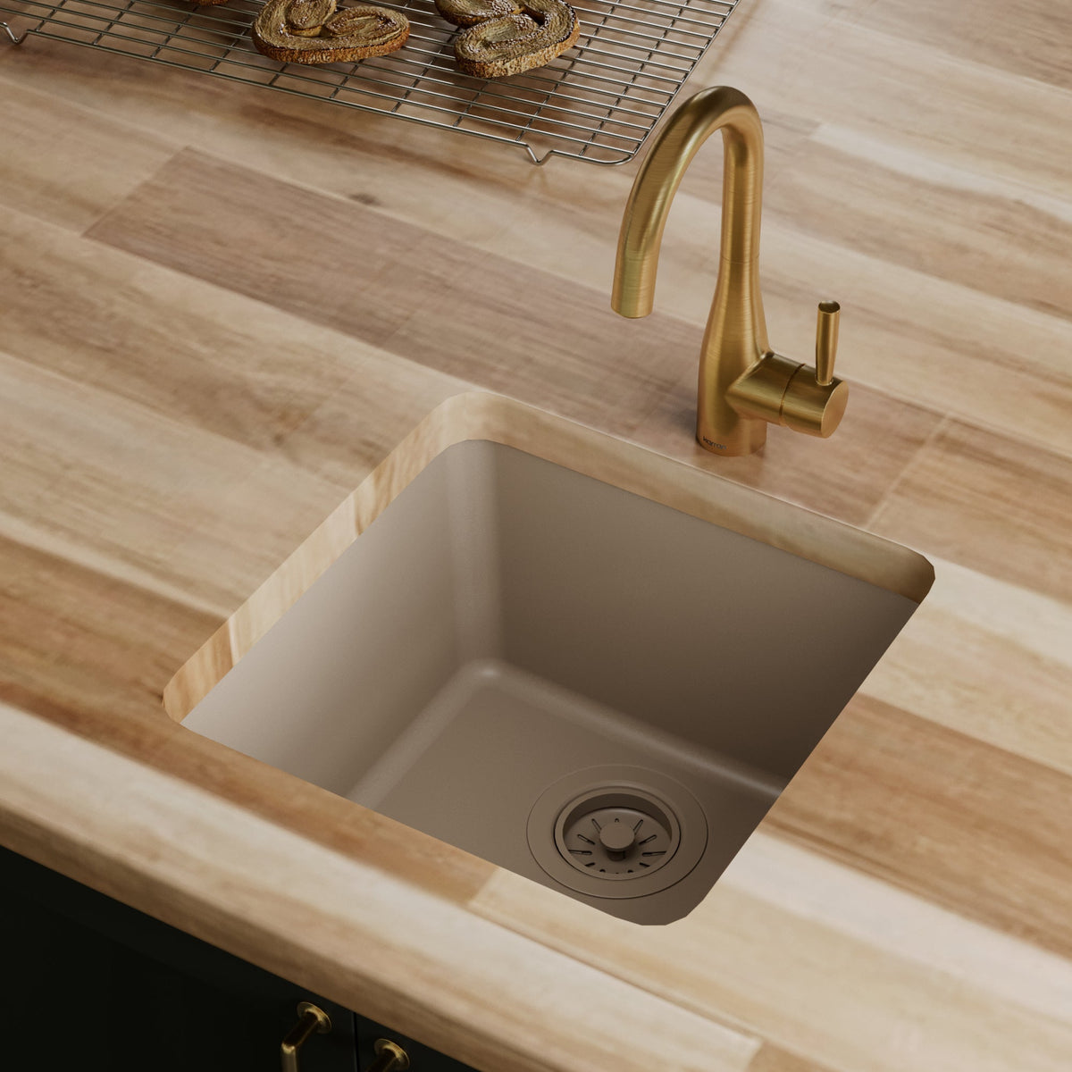 16-5/8" Undermount Quartz Composite Bar/Prep Sink In Concrete