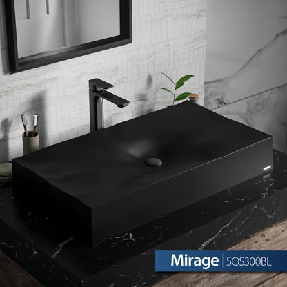 32-1/8" Vessel Quartz Composite Bathroom Sink In Black