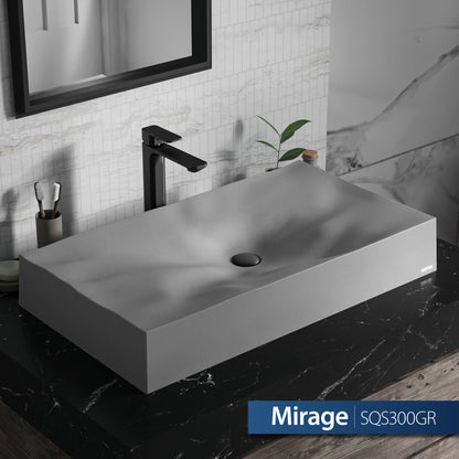 32-1/8" Vessel Quartz Composite Bathroom Sink In Grey