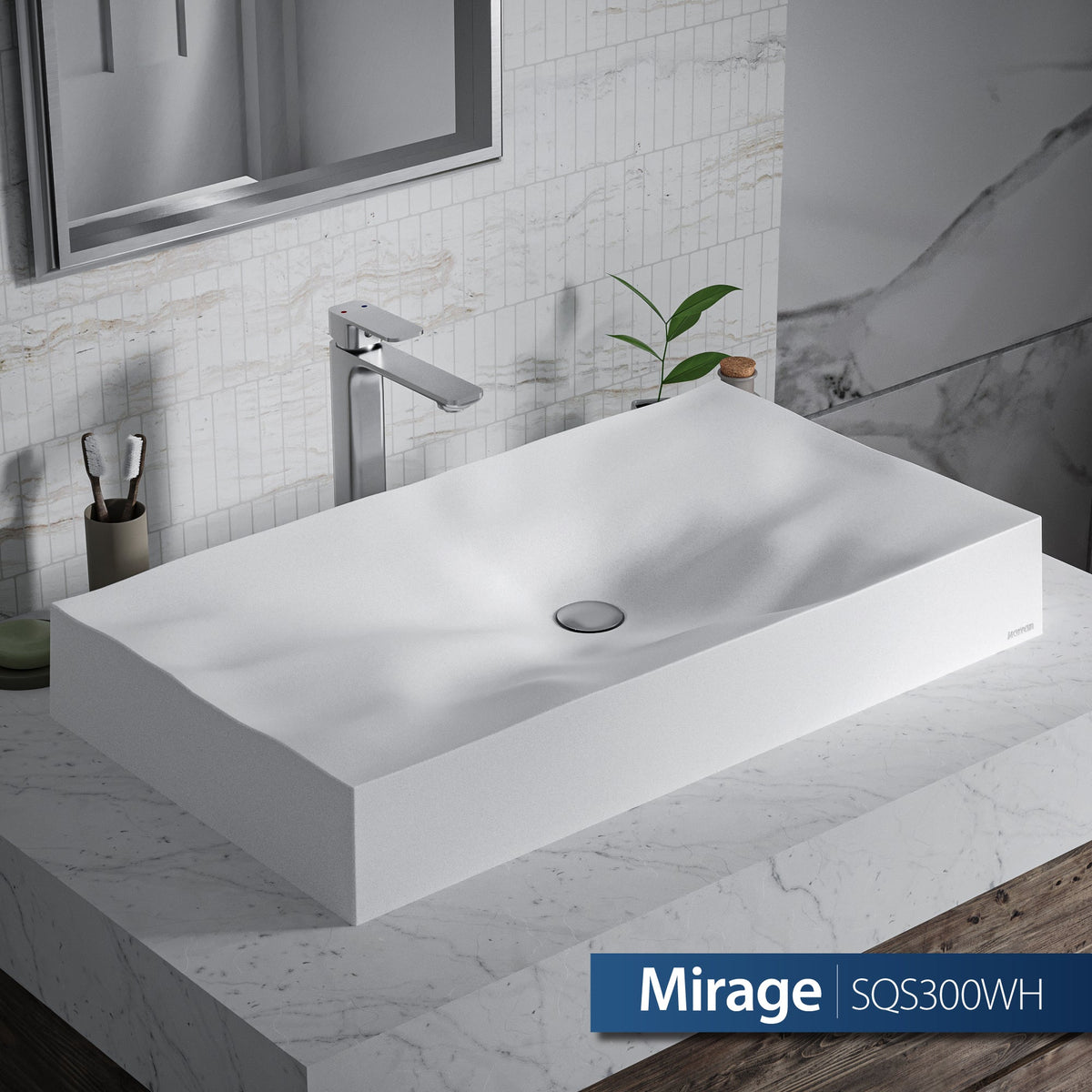 32-1/8" Vessel Quartz Composite Bathroom Sink In White