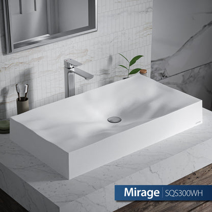 32-1/8" Vessel Quartz Composite Bathroom Sink In White