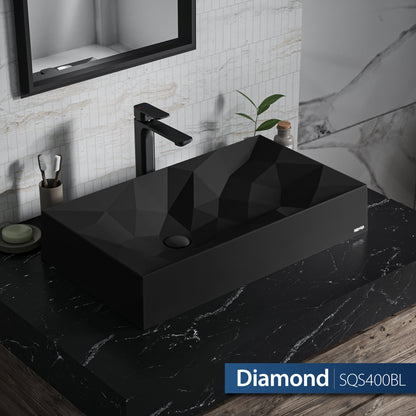 28-1/8" Vessel Quartz Composite Bathroom Sink In Black