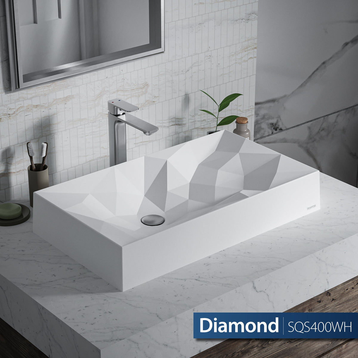 28-1/8" Vessel Quartz Composite Bathroom Sink In White