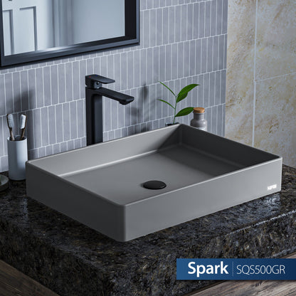 23-5/8" Vessel Quartz Composite Bathroom Sink In Grey