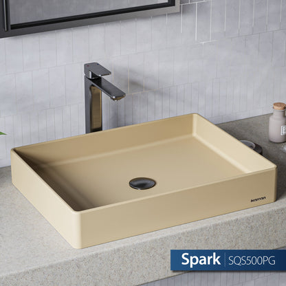 23-5/8" Vessel Quartz Composite Bathroom Sink In Pale Gold