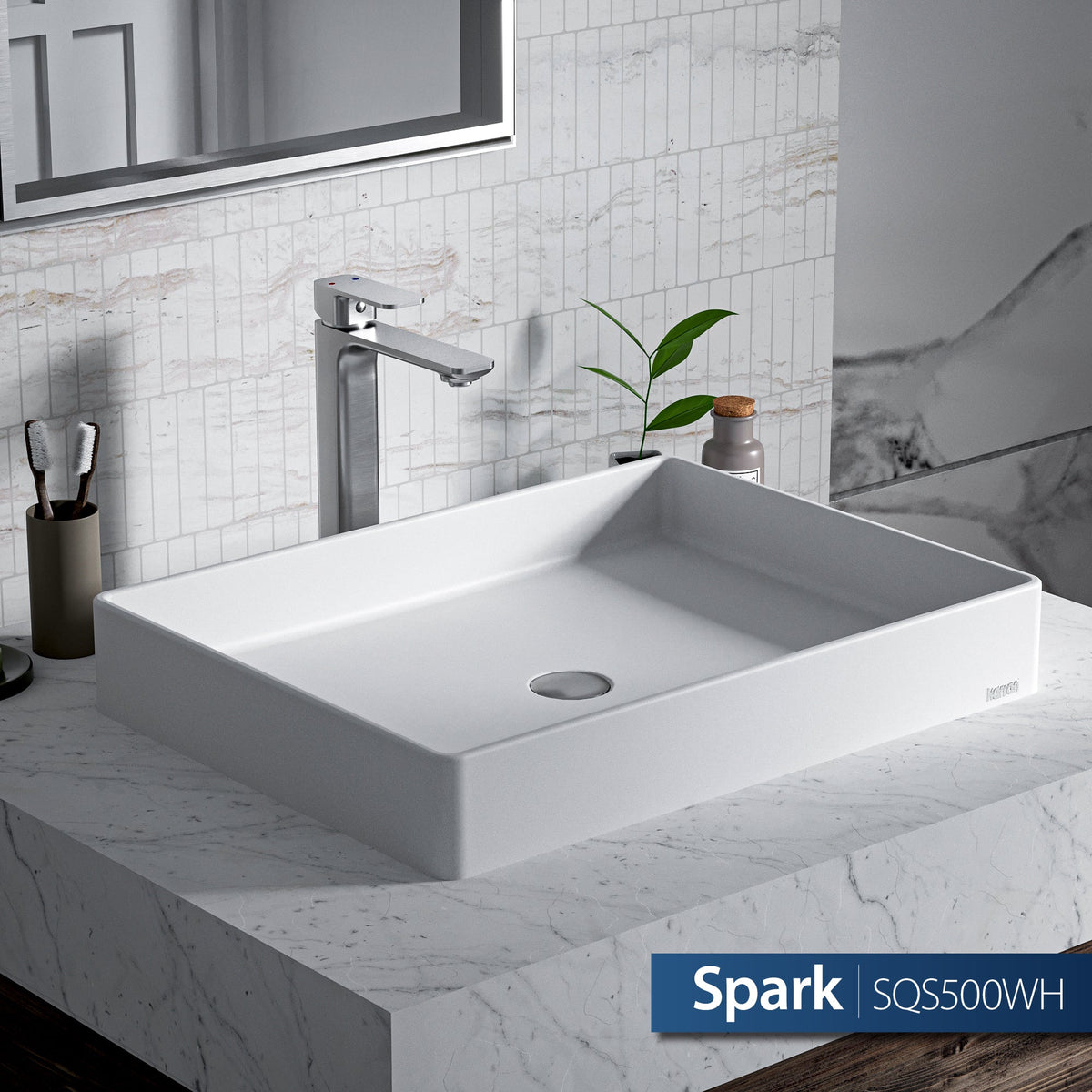 23-5/8" Vessel Quartz Composite Bathroom Sink In White