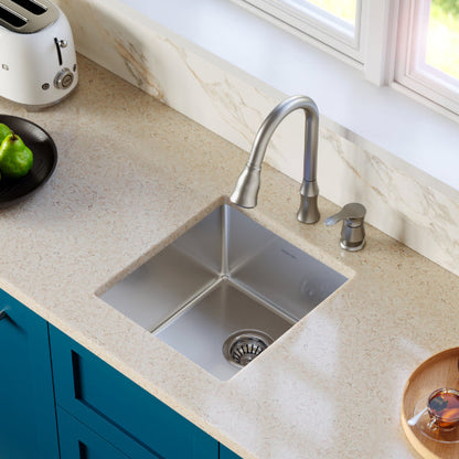 Select 17" Undermount 16 Gauge Single Bowl Stainless Steel Kitchen Sink with Accessories