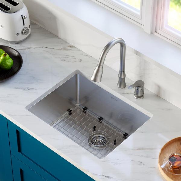 Select 21" Undermount 16 Gauge Single Bowl Stainless Steel Kitchen Sink with Accessories