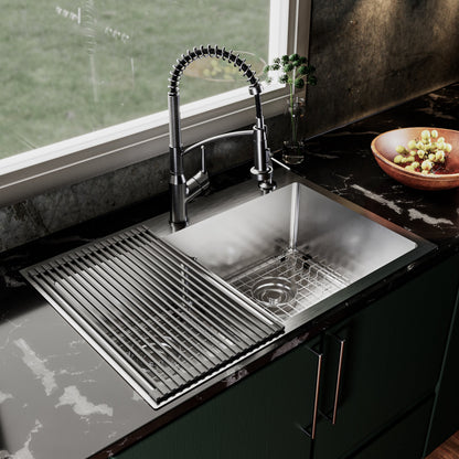 Fusion 33" Top Mount 16 Gauge Double Bowl Stainless Steel Sink with Accessories