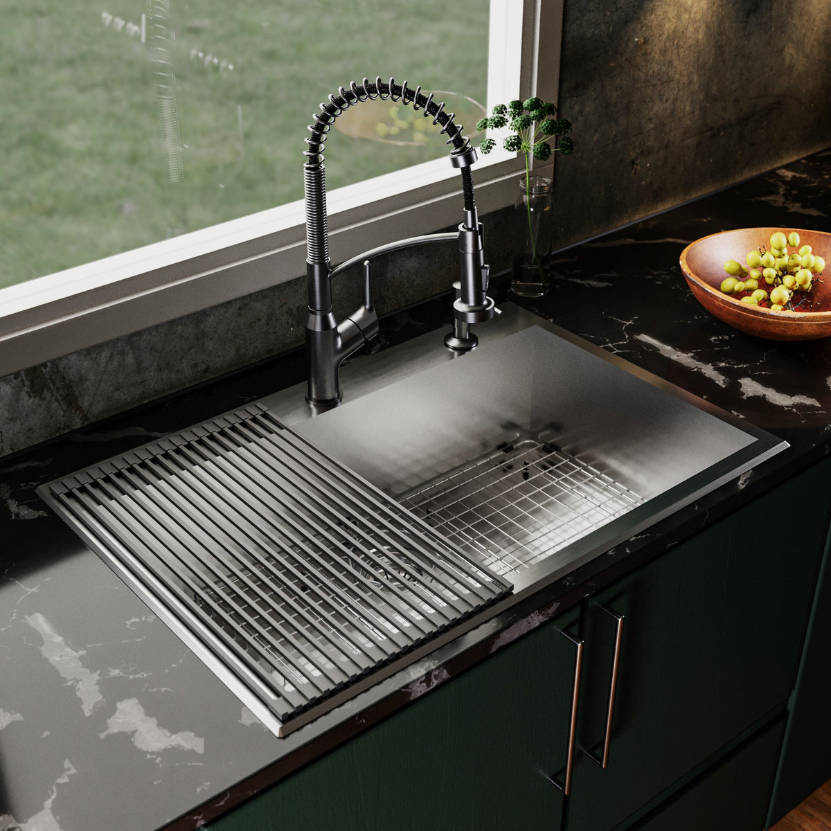 Fusion 33" Top Mount 18 Gauge Single Bowl Stainless Steel Sink with Accessories