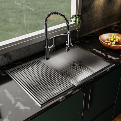 Fusion 33" Top Mount 18 Gauge Single Bowl Stainless Steel Sink with Accessories