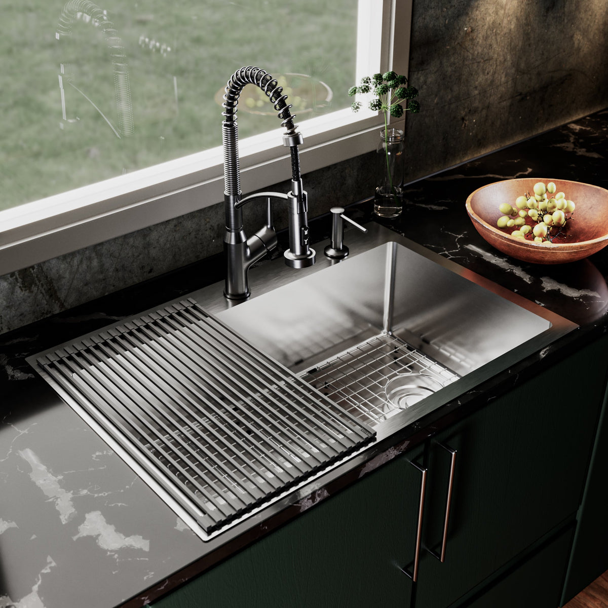 Fusion 33" Top Mount 16 Gauge Single Bowl Stainless Steel Sink with Accessories