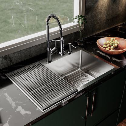 Fusion 33" Top Mount 16 Gauge Single Bowl Stainless Steel Sink with Accessories