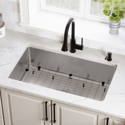 Lansen 32" Undermount 18 Gauge Single Bowl Stainless Steel Sink with Accessories