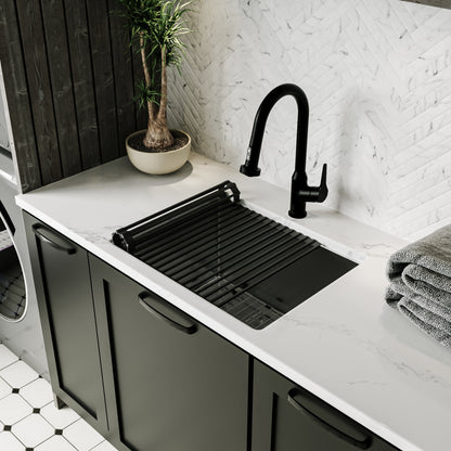 Fusion 23" Undermount Workstation 16 Gauge Single Bowl Laundry/Utility Stainless Steel Sink with Accessories