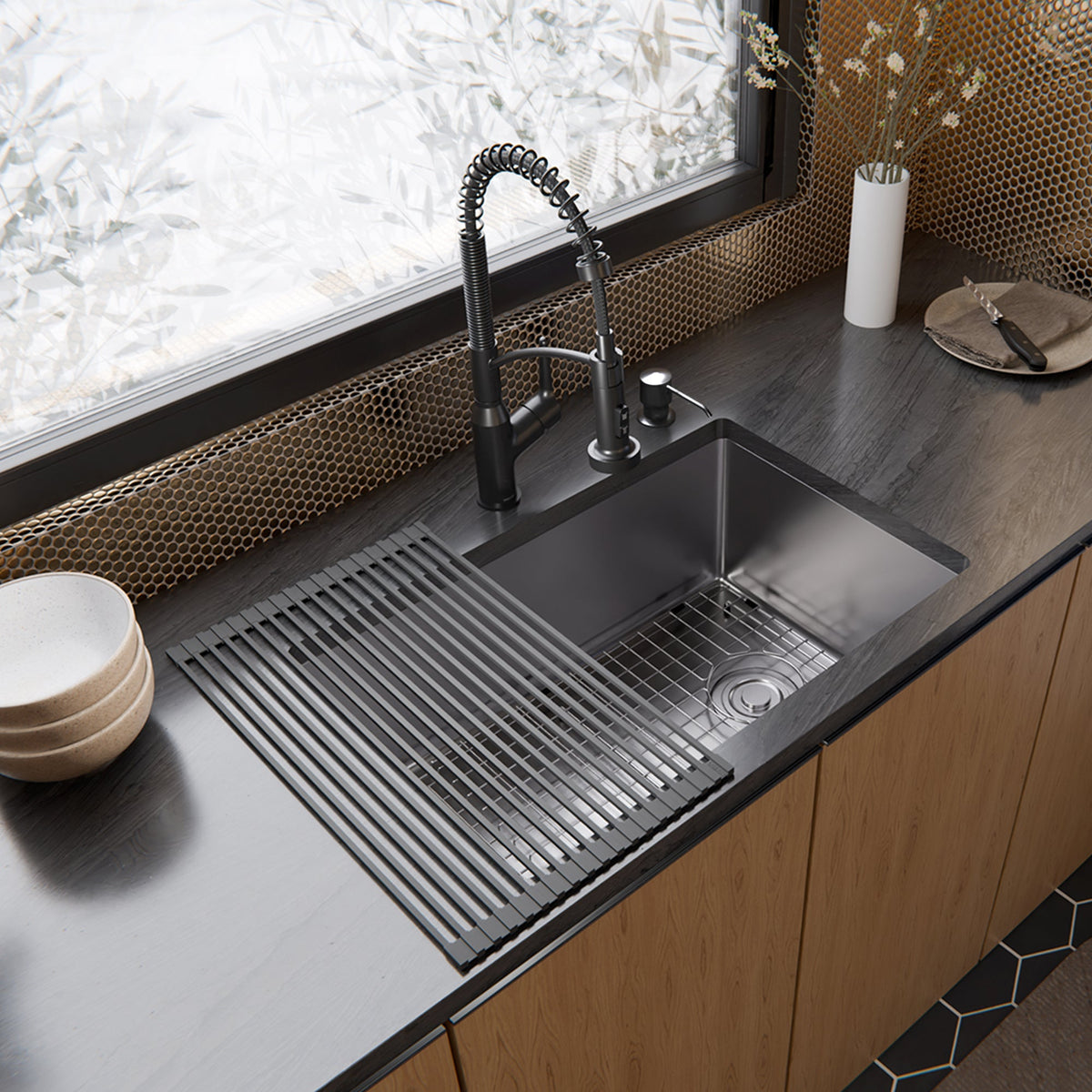 Fusion 27" Undermount 16 Gauge Single Bowl Stainless Steel Sink with Accessories