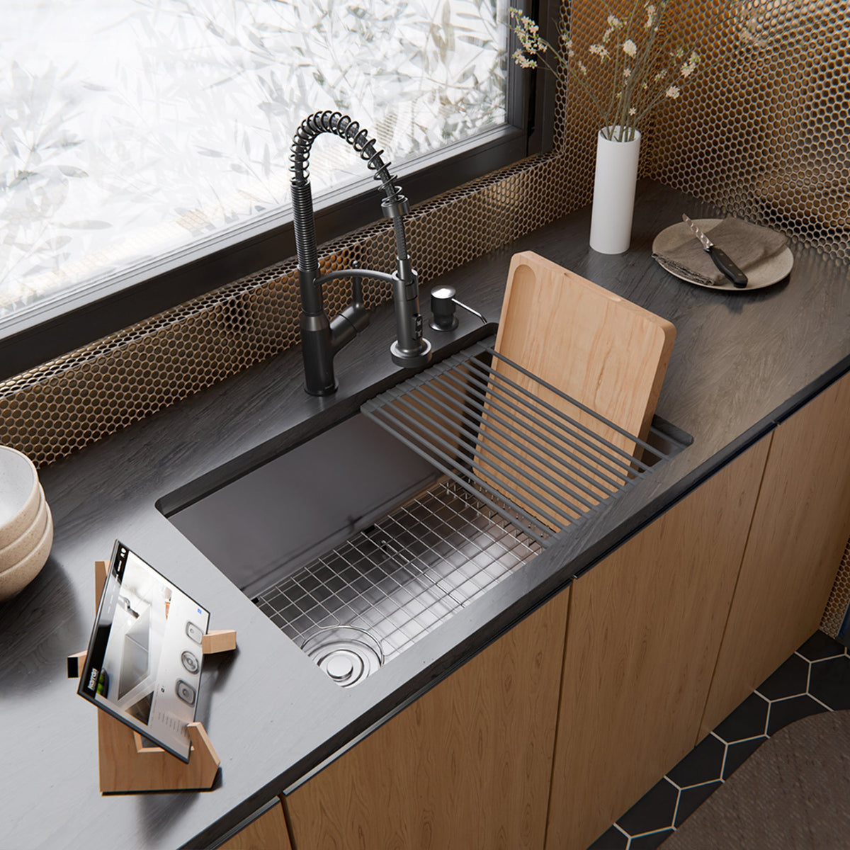 Fusion 27" Undermount Workstation 16 Gauge Single Bowl Stainless Steel Sink with Accessories