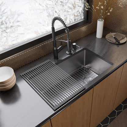 Fusion 30" Undermount 16 Gauge Single Bowl Stainless Steel Sink with Accessories