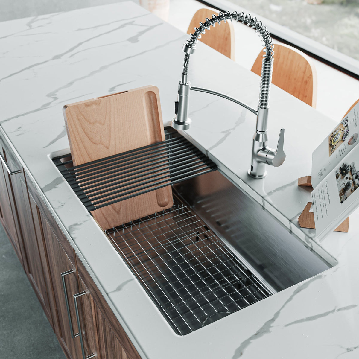 Fusion 33" Undermount Workstation 16 Gauge Single Bowl Stainless Steel Sink with Accessories