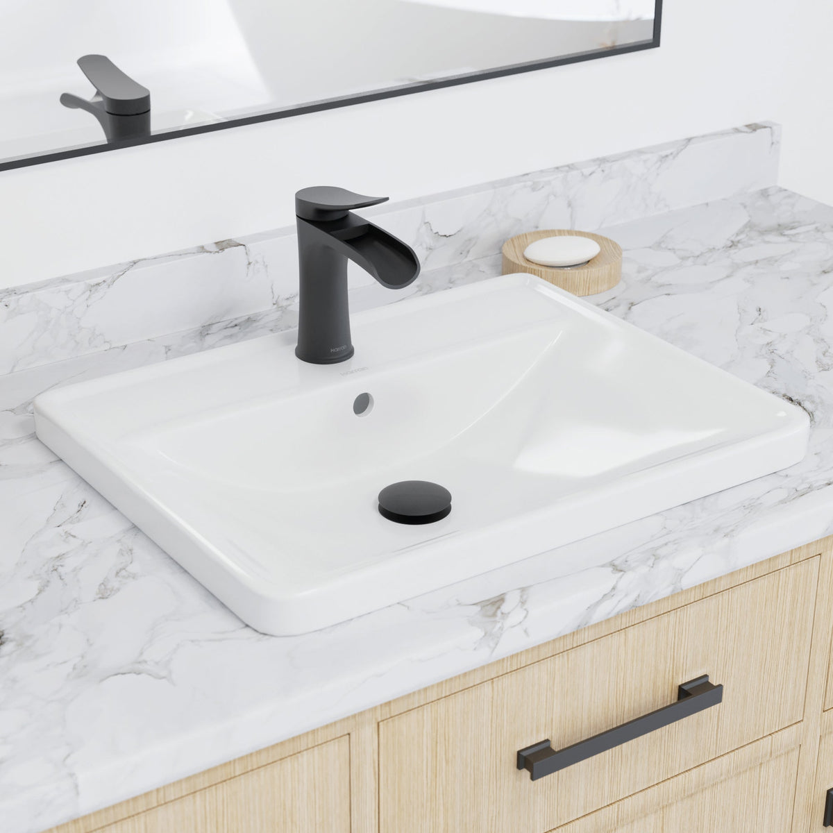 20-1/2" Top Mount Vitreous China Bathroom Sink In White
