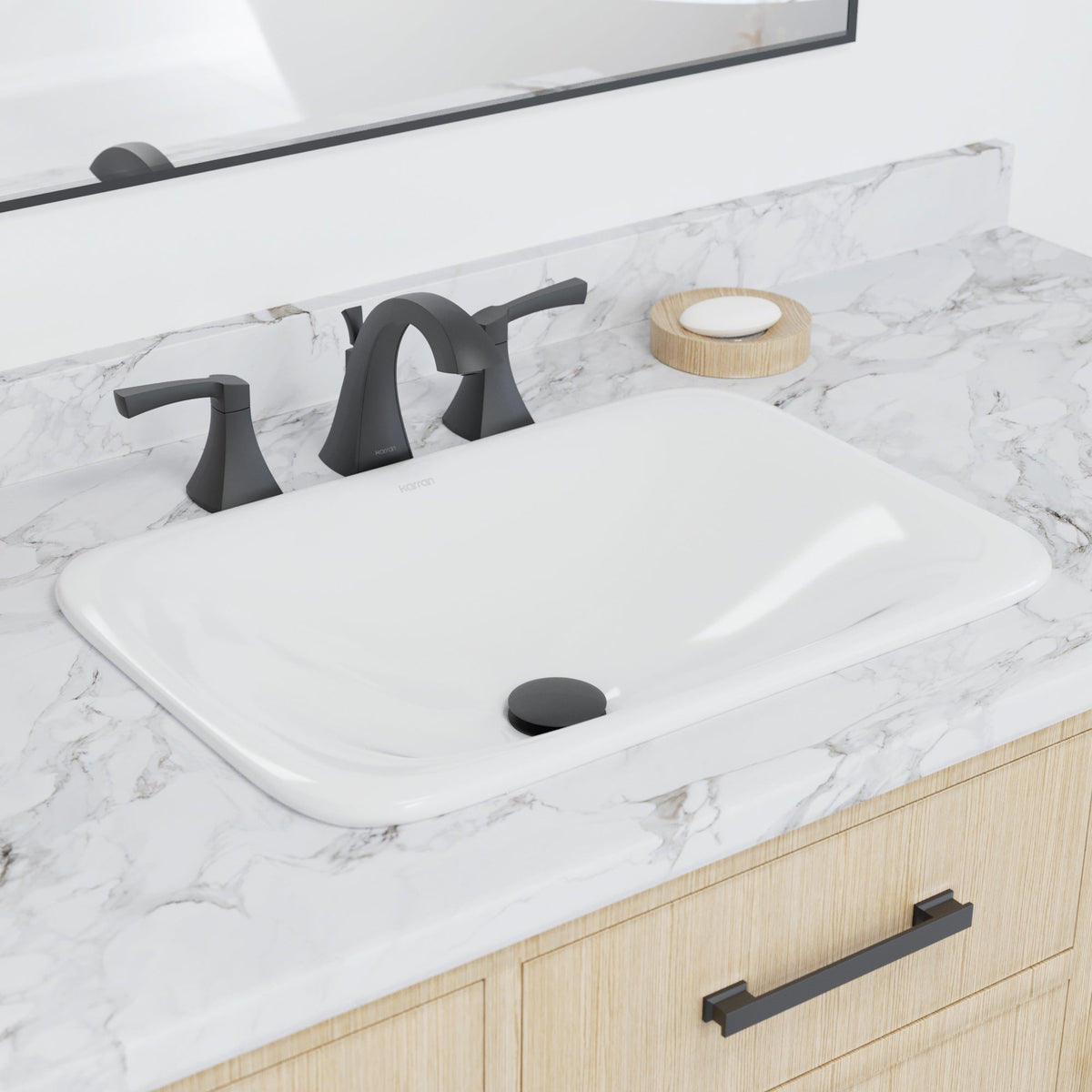 21" Top Mount Vitreous China Bathroom Sink In White