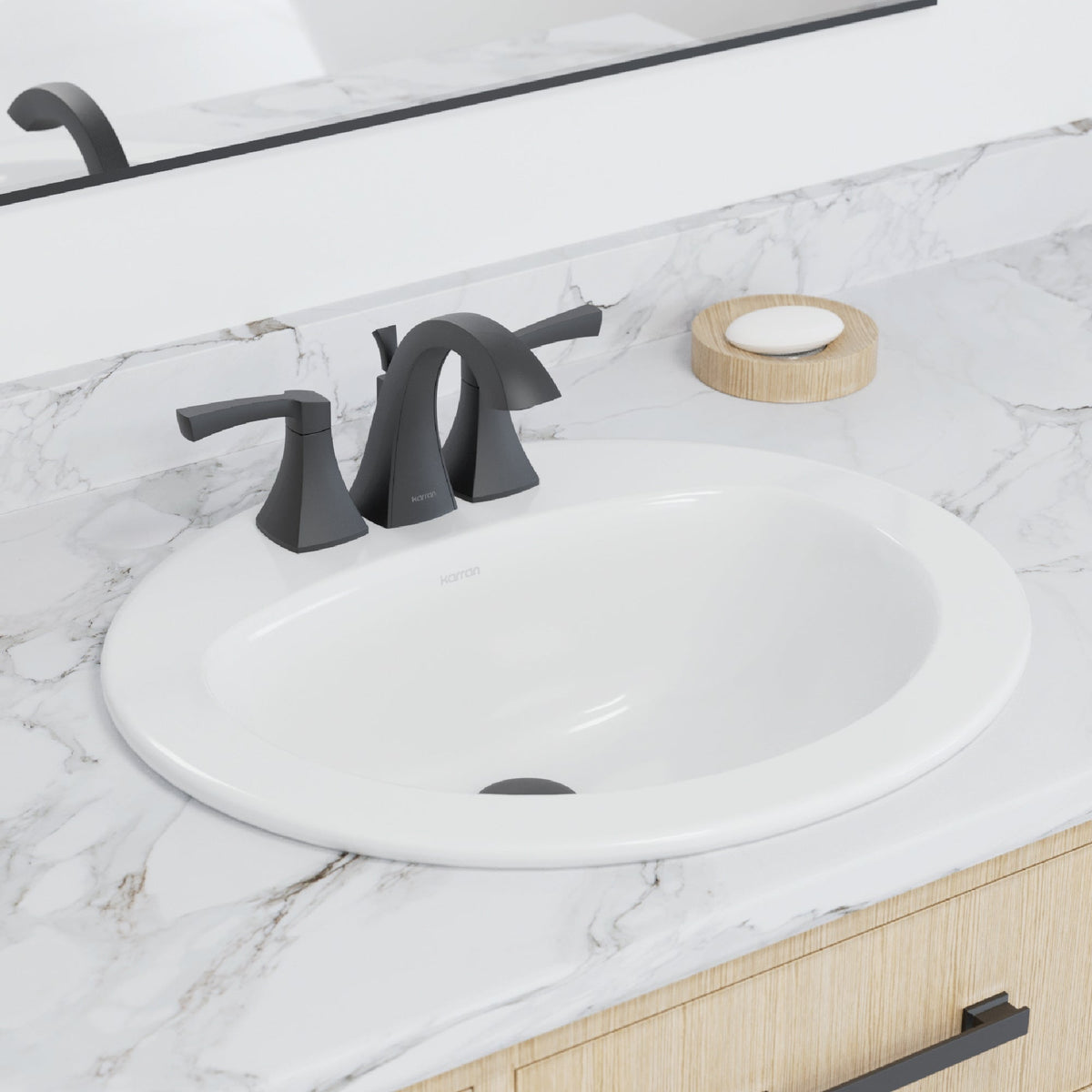 Valera 21" Oval Top Mount Vitreous China Bathroom Sink In White