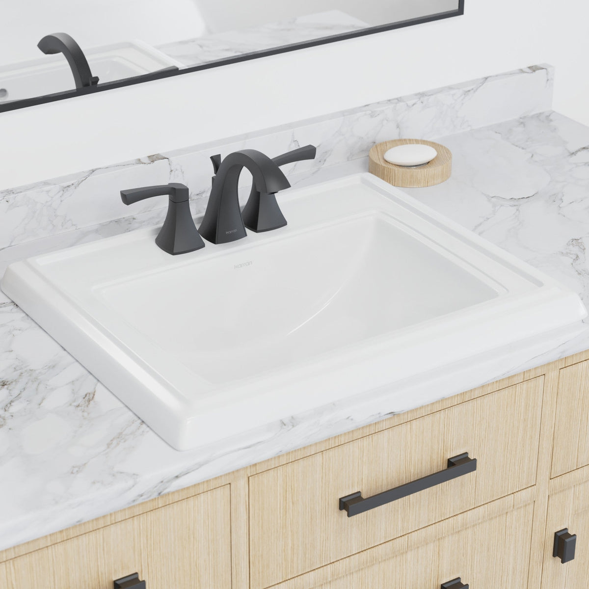 Valera 23" Rectangular Top Mount Vitreous China Bathroom Sink In White