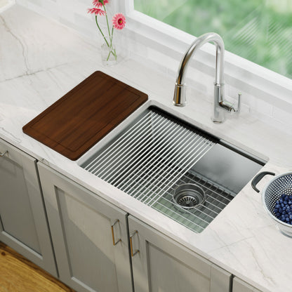 23" Undermount Single Bowl Stainless Steel Workstation Kitchen Sink