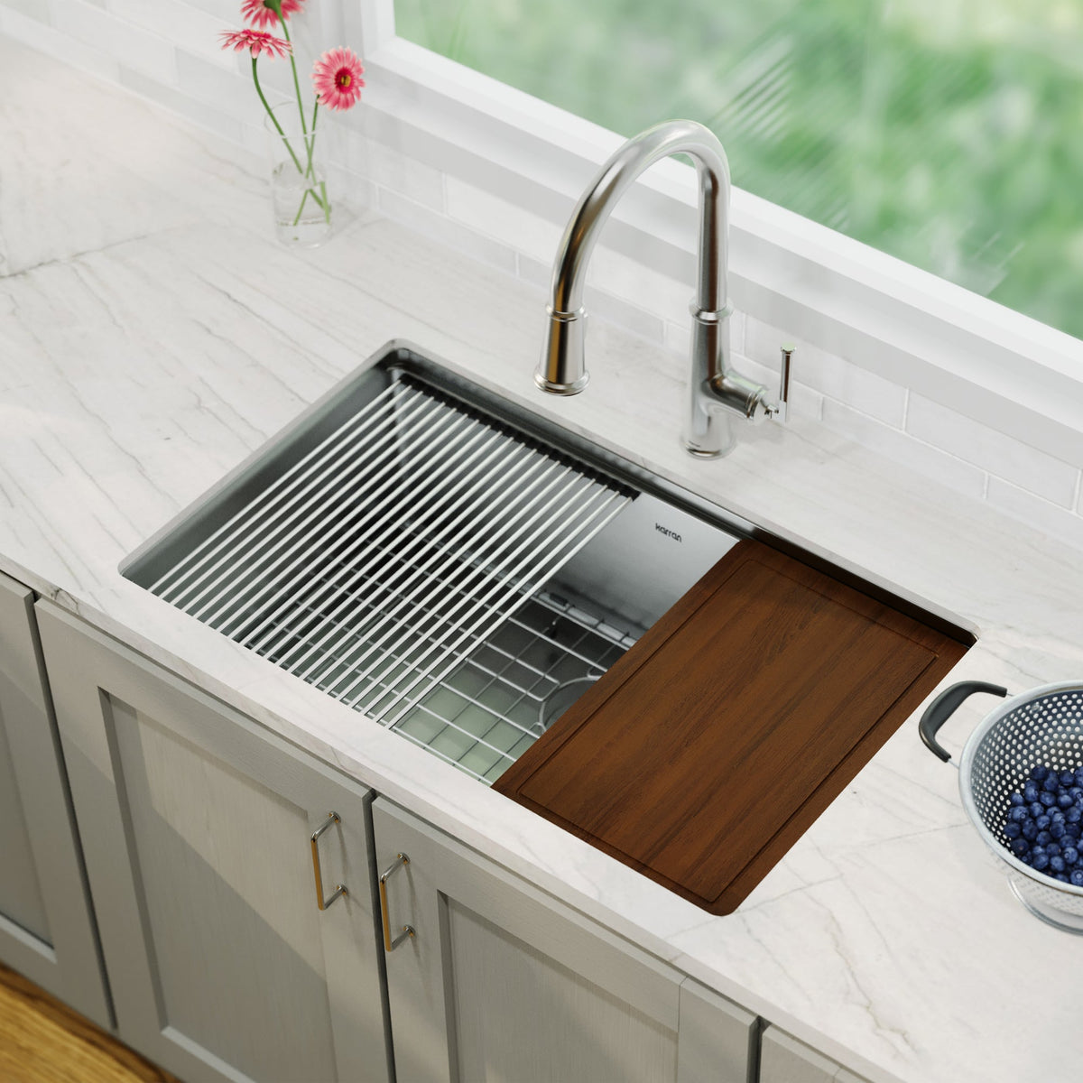 30" Undermount Large Single Bowl Stainless Steel Workstation Kitchen Sink