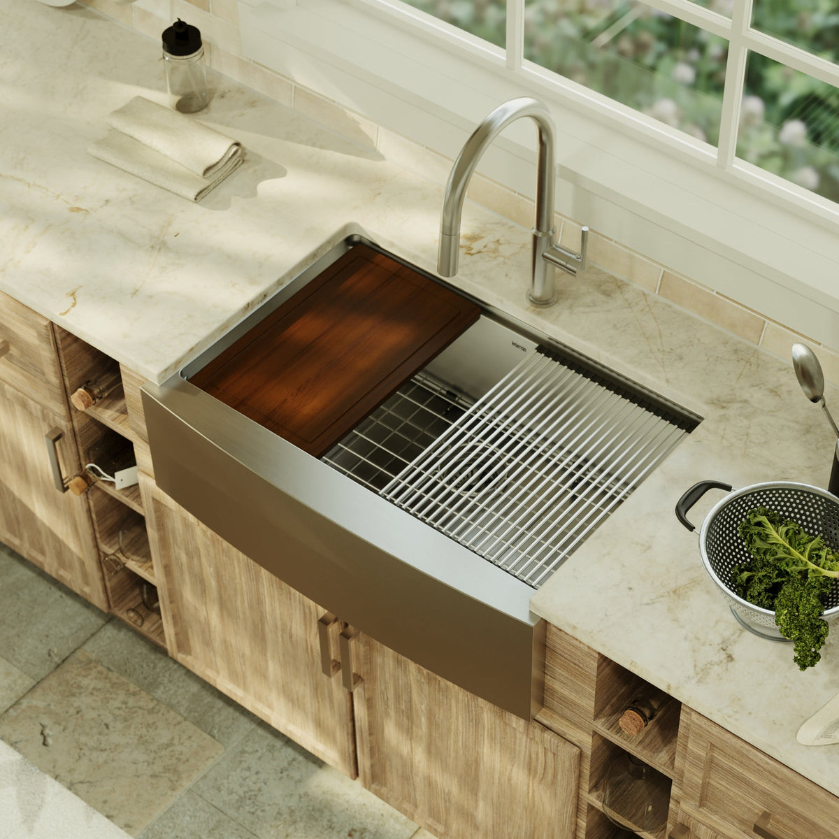 30" Farmhouse Large Single Bowl Stainless Steel Workstation Kitchen Sink