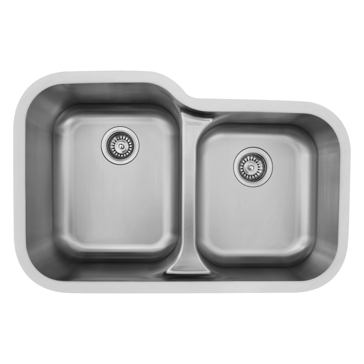 32-3/8" Seamless Undermount Double Offset Bowl Stainless Steel Kitchen Sink