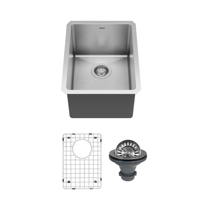 Elite 15" Undermount 16 Gauge Single Bowl Stainless Steel Kitchen Sink with Accessories