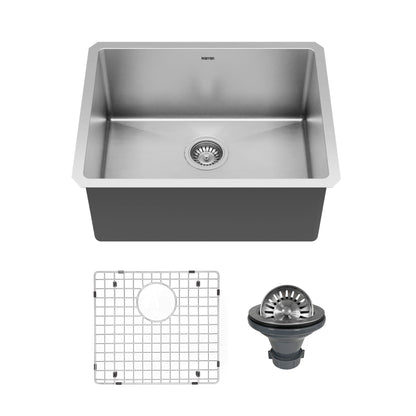 Elite 23" Undermount 16 Gauge Single Bowl Stainless Steel Kitchen Sink with Accessories