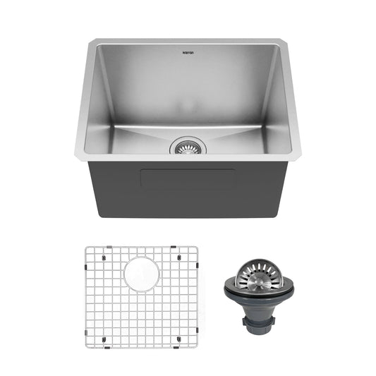 Elite 23" Undermount 16 Gauge Single Bowl Stainless Steel Kitchen Sink with Accessories
