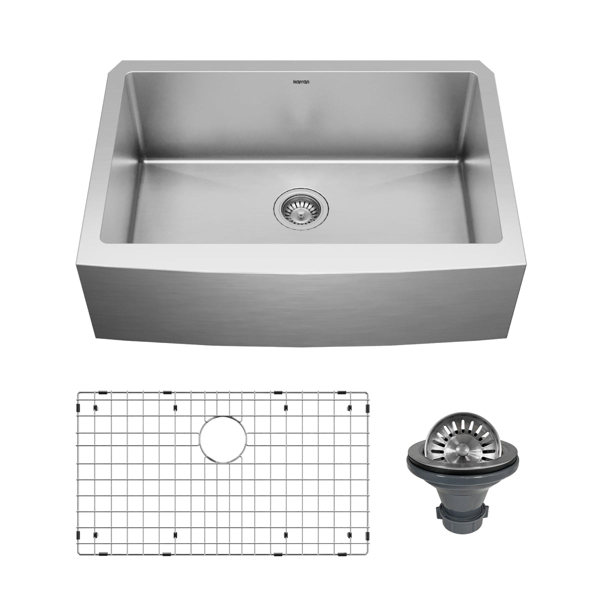 30" Farmhouse Large Single Bowl Stainless Steel Kitchen Sink Kit