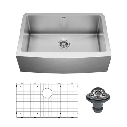 30" Farmhouse Large Single Bowl Stainless Steel Kitchen Sink Kit