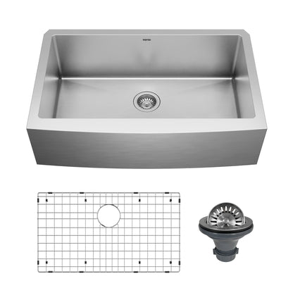 33" Farmhouse Large Single Bowl Stainless Steel Kitchen Sink Kit