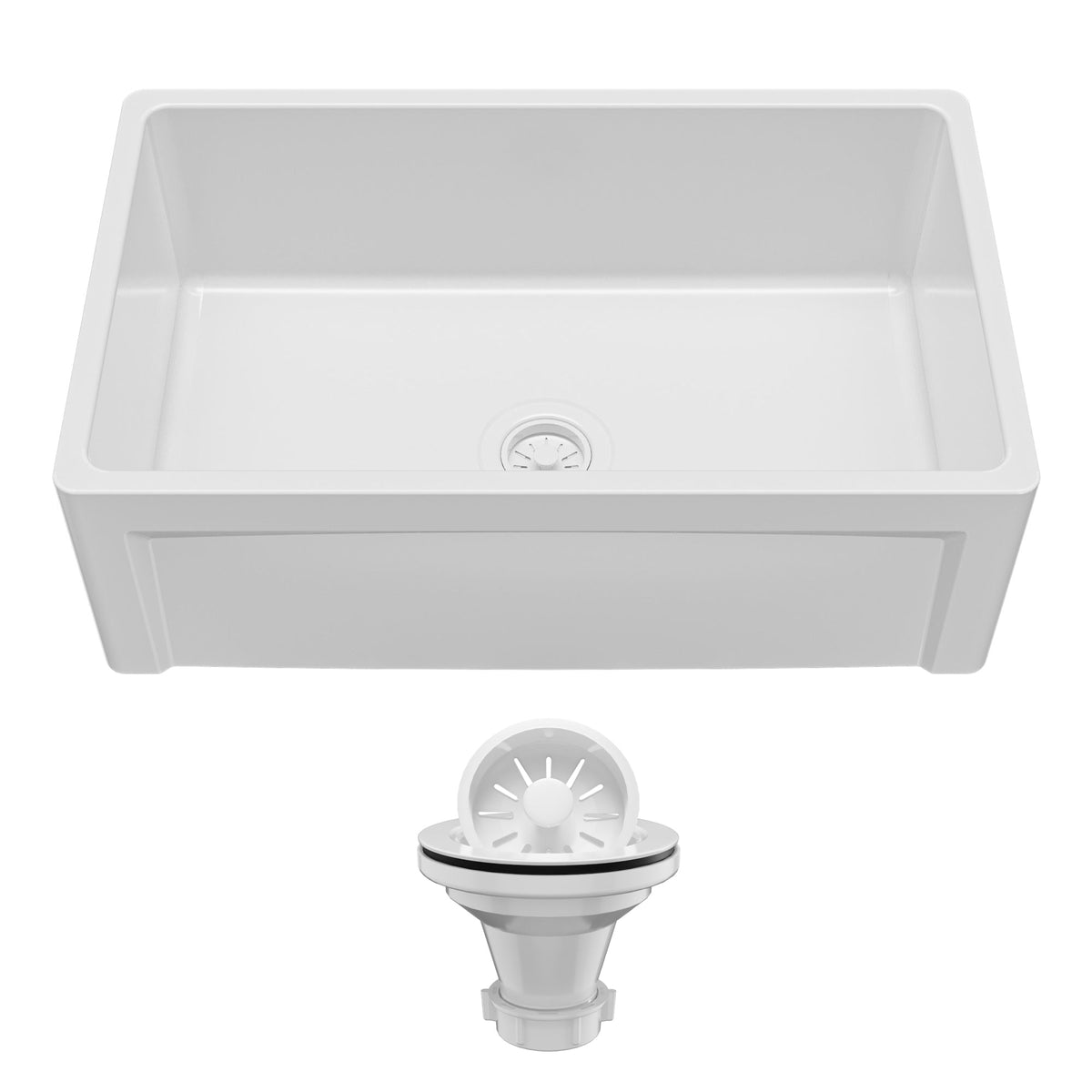 Fireclay 30" Reversible Apron Front Single Bowl Kitchen Sink In White