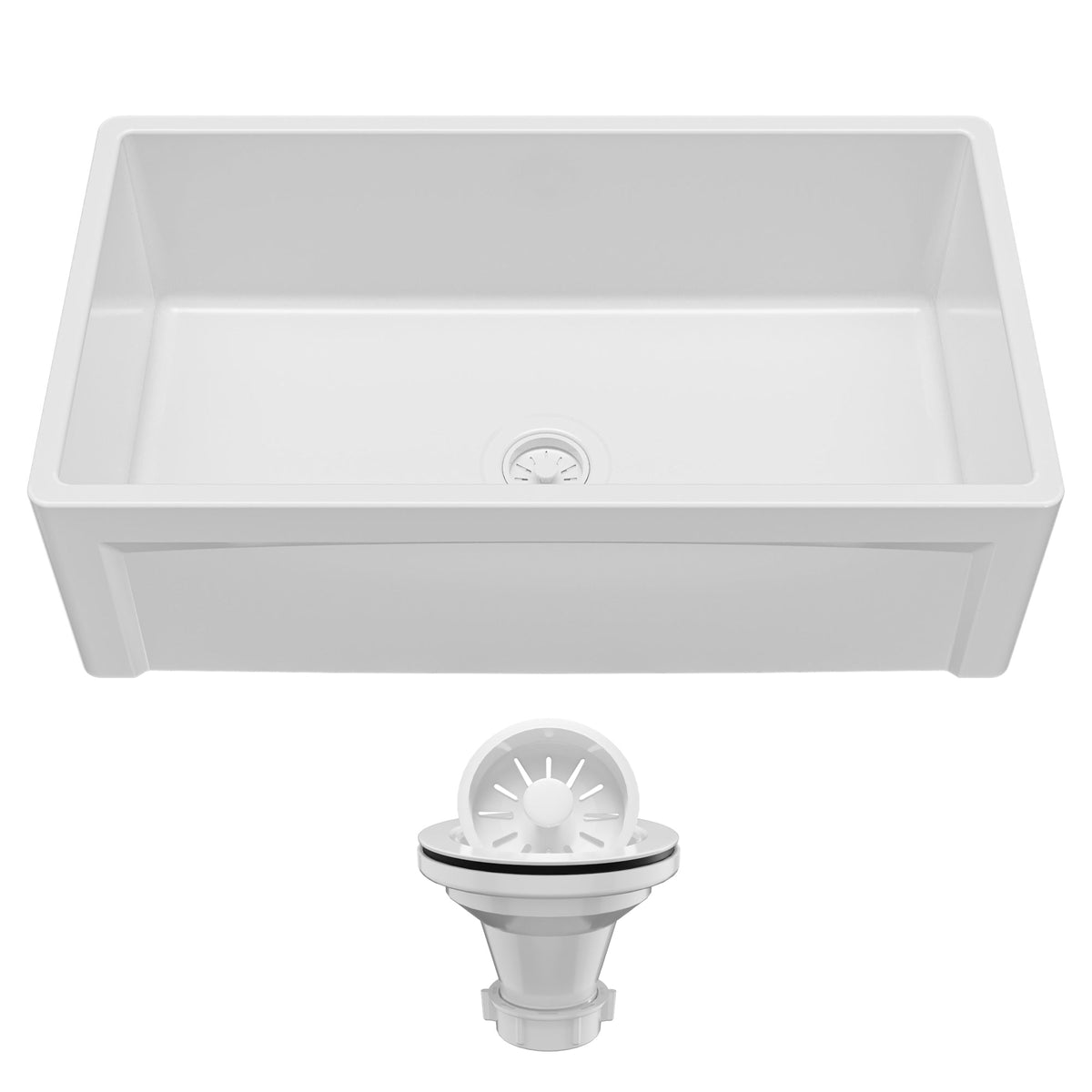 Fireclay 33" Reversible Apron Front Single Bowl Kitchen Sink In White