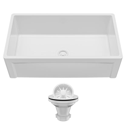 Fireclay 33" Reversible Apron Front Single Bowl Kitchen Sink In White