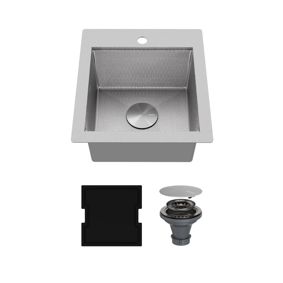 Matrix 17" Top Mount Workstation 16 Gauge Single Bowl Stainless Steel Sink with Accessories