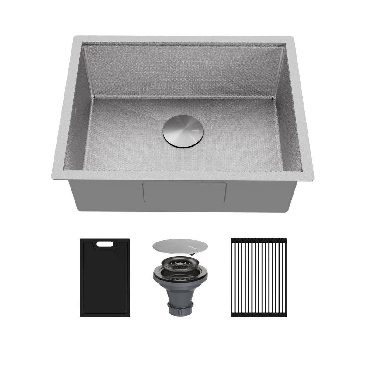 Matrix 24" Undermount Workstation 16 Gauge Single Bowl Stainless Steel Kitchen Sink with Accessories