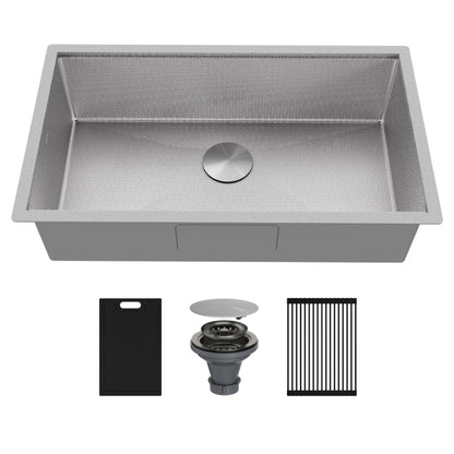 Matrix 32" Undermount Workstation 16 Gauge Single Bowl Stainless Steel Kitchen Sink with Accessories