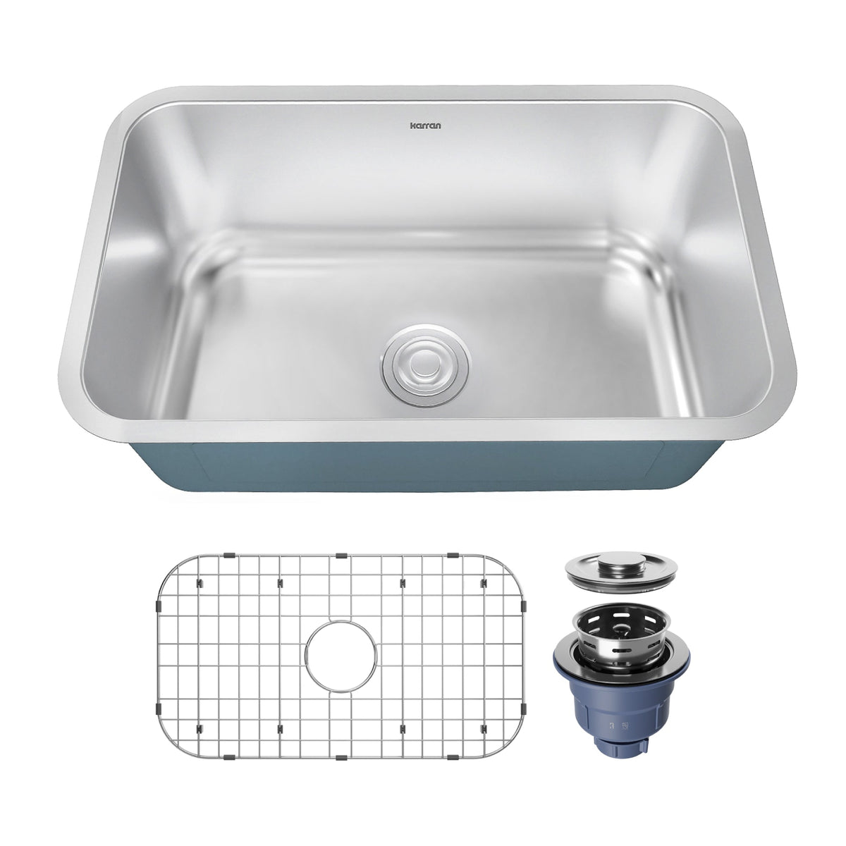 Profile 30" Undermount 18 Gauge Single Bowl Stainless Steel Kitchen Sink with Accessories