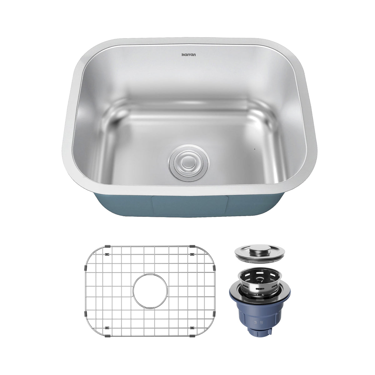 Profile 23" Undermount 18 Gauge Single Bowl Stainless Steel Kitchen Sink with Accessories