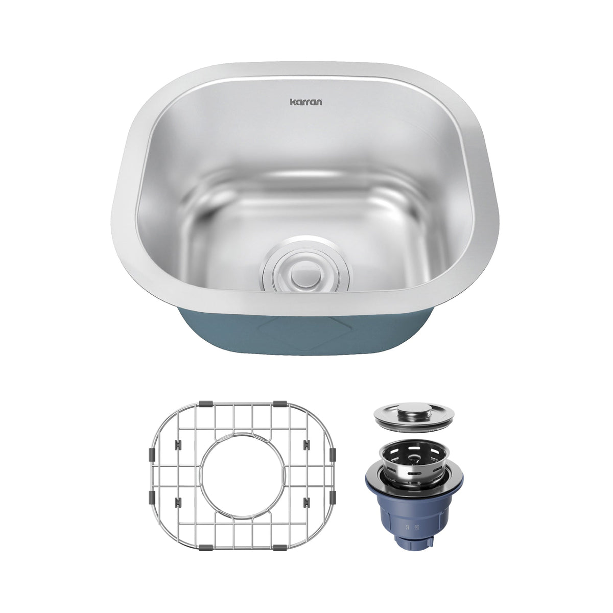 Profile 15" Undermount 18 Gauge Single Bowl Stainless Steel Kitchen Sink with Accessories